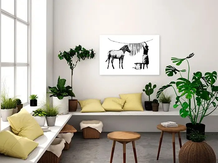 Artgeist Obraz - Banksy: Washing Zebra (1 Part) Wide Veľkosť: 60x40, Verzia: Premium Print