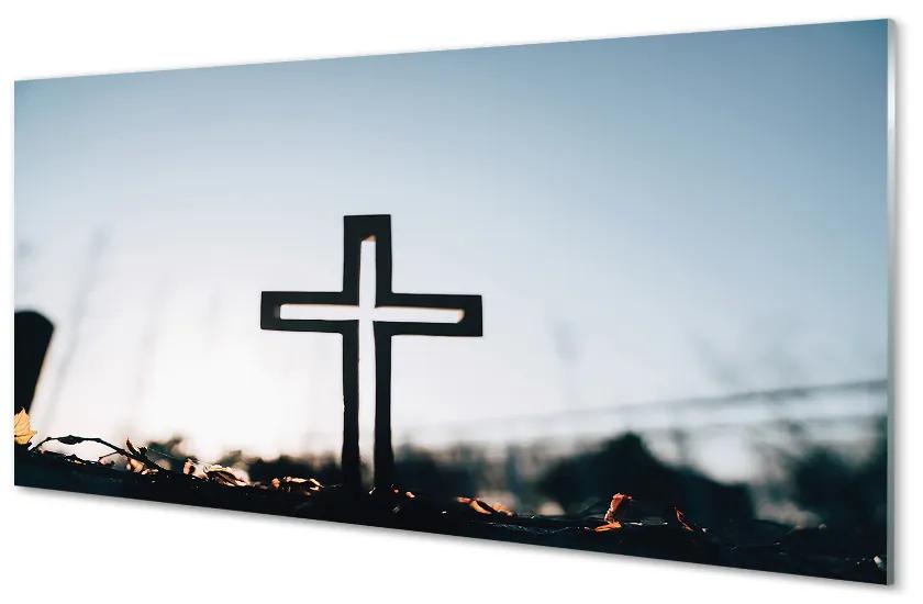 Sklenený obraz kríž 140x70 cm