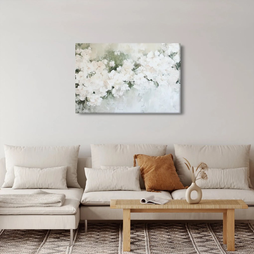 Obraz - Abstrakcia bielych kvetov (90x60 cm)