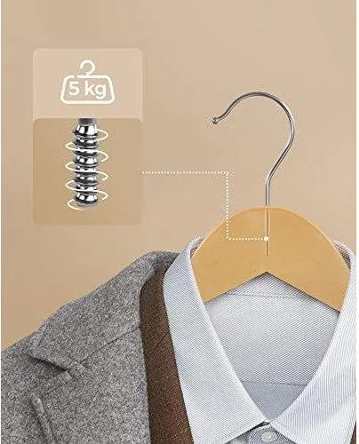 Drevené vešiaky, sada 10 kusov, ramienka, prírodná farba