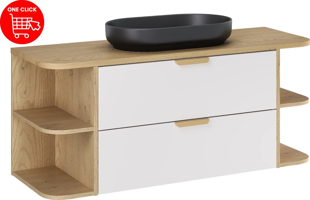 Comad Kúpeľňová skrinka s doskovým umývadlom set Aster White 120 biela/dub cremona
