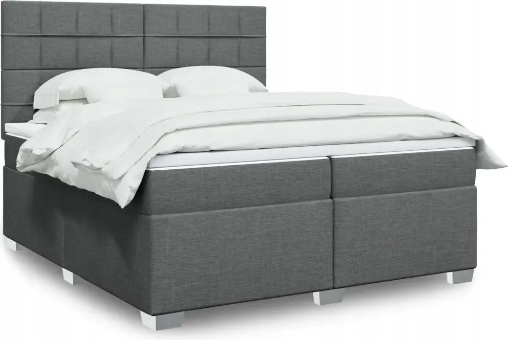 vidaXL Boxspring posteľ s matracom tmavosivá 200x200 cm látka