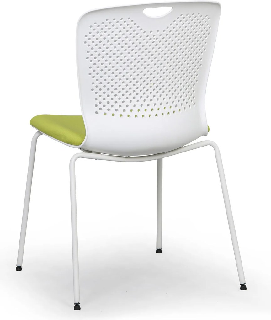 Plastová konferenčná stolička OPEN, biela/zelená
