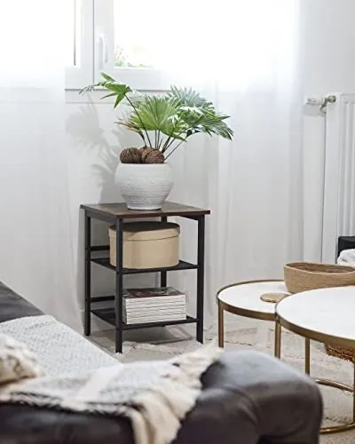 Príručný stolík VASAGLE s 2 mriežkami priemyselného vzhľadu - LET23X