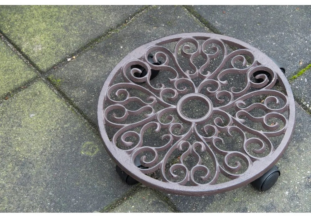 Kovový pojazdný podstavec pod kvetináč ø 34,5 cm Ornament – Esschert Design