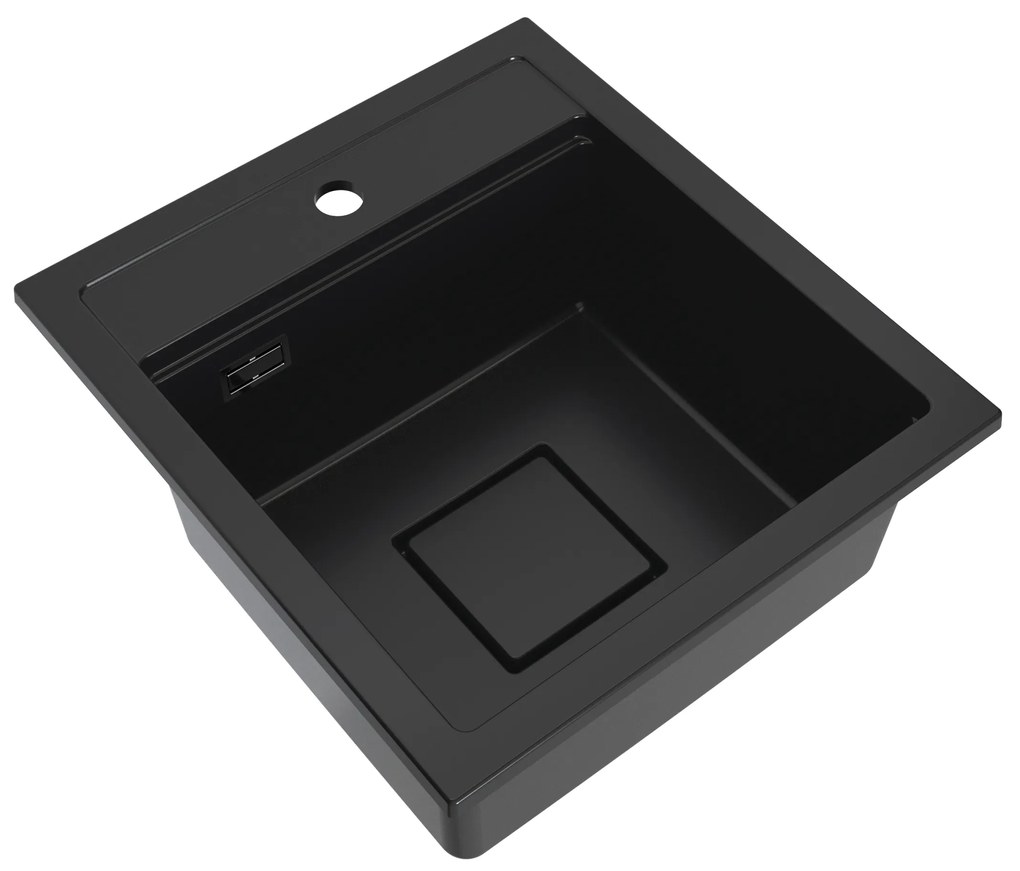 Gamma Quadro 4550, 1-komorový granitový drez 450x495x220 mm, čierna, GMA-ZLE000217