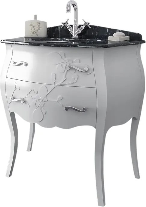 Gelso Lac 87-S GL-87S skrinka s umývadlom, 87cm, mramor Nero Marquinia, bianco