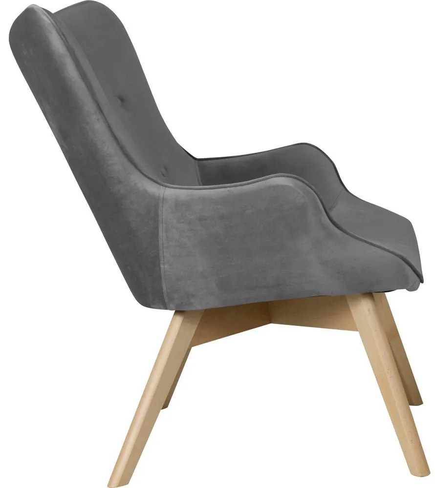 Sivé zamatové kreslo Niko – Ropez
