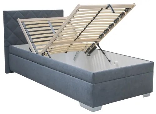Čalúnená posteľ LANA 90x200 cm s úložným priestorom a matracom, modrá