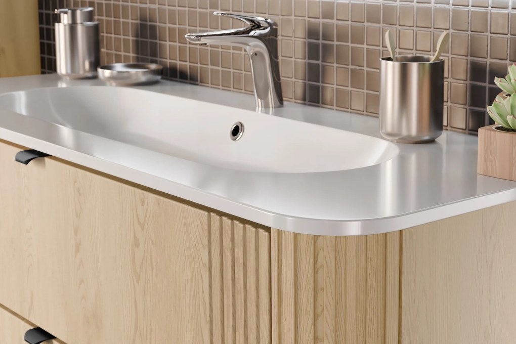 Comad Nábytkové umývadlo z konglomerátu PURE WHITE GLOSS, 120x46 cm, biela lesklá