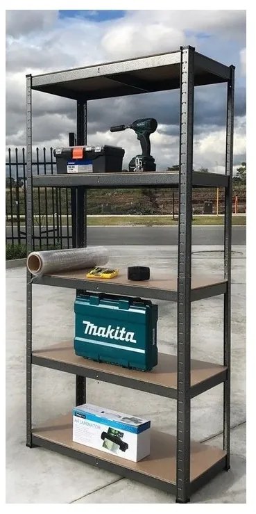 Fistar Regál 1800x1200x600 mm lakovaný 5-policový, nosnosť 875 kg - ČIERNÝ