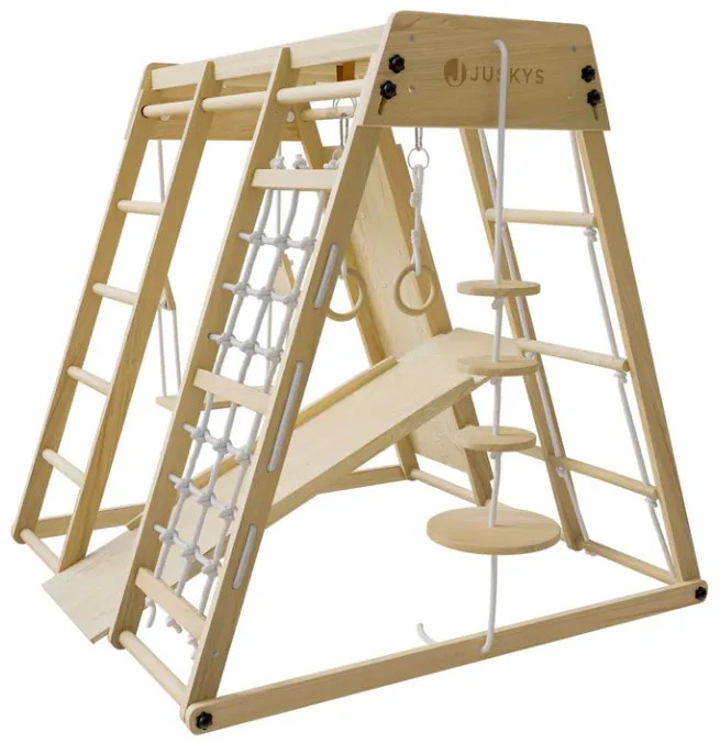 Detské vnútorné drevené ihrisko so šmykľavkou, skladacie veľ