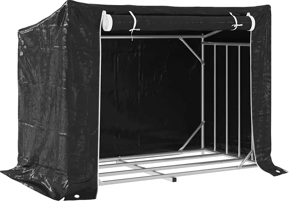 vidaXL Regál na krbové drevo s pláštenkou 151x80,5x110,5 cm