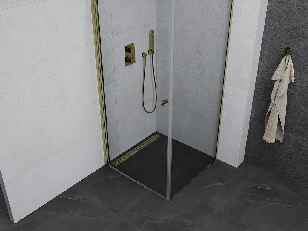 Mexen Pretoria, sprchovací kút 100 (dvere) x 100 (stena) cm, 6mm číre sklo, zlatý profil, 852-100-100-50-00
