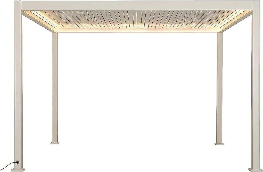 DEOKORK Záhradný hliníkový altánok elektrický MEGAN 4x3 m (ivory)