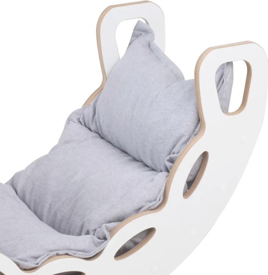 Multifunkčná detská súprava 4v1 – hojdačka, šmykľavka a vankúš svetlosivá