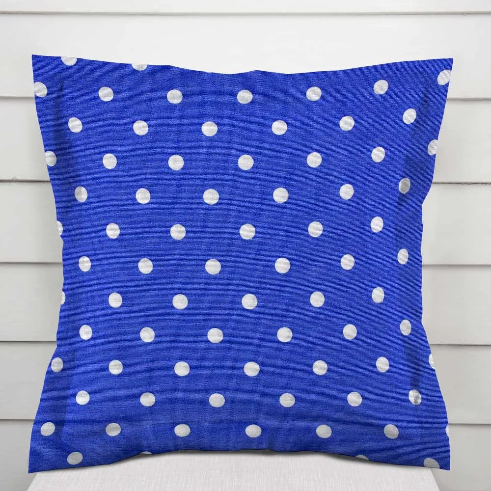 Biante Dekoračná obliečka na vankúš s lemom Leona LN-022 Biele bodky na sýto modrom 45 x 45 cm