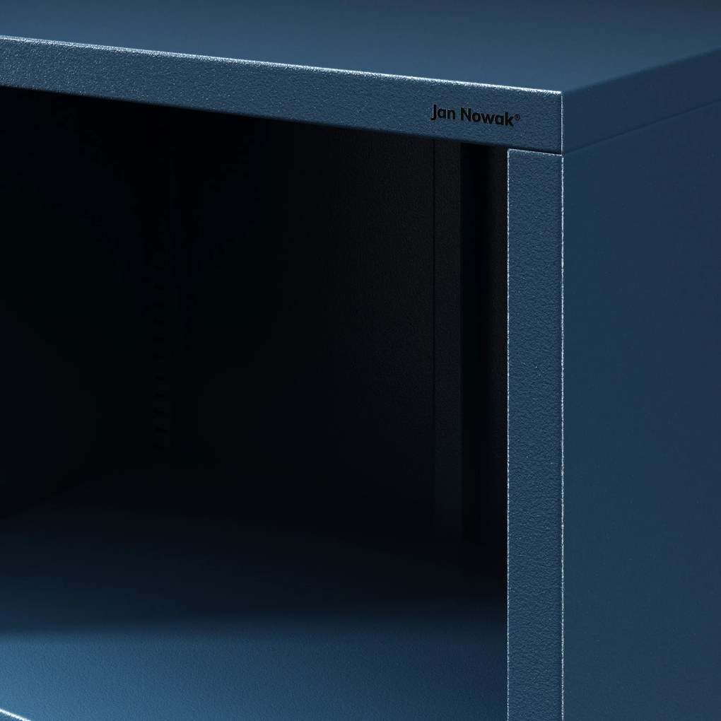 Knižnica do obývačky MARIO, 500 x 1800 x 350 mm, Modern: tmavomodrá farba