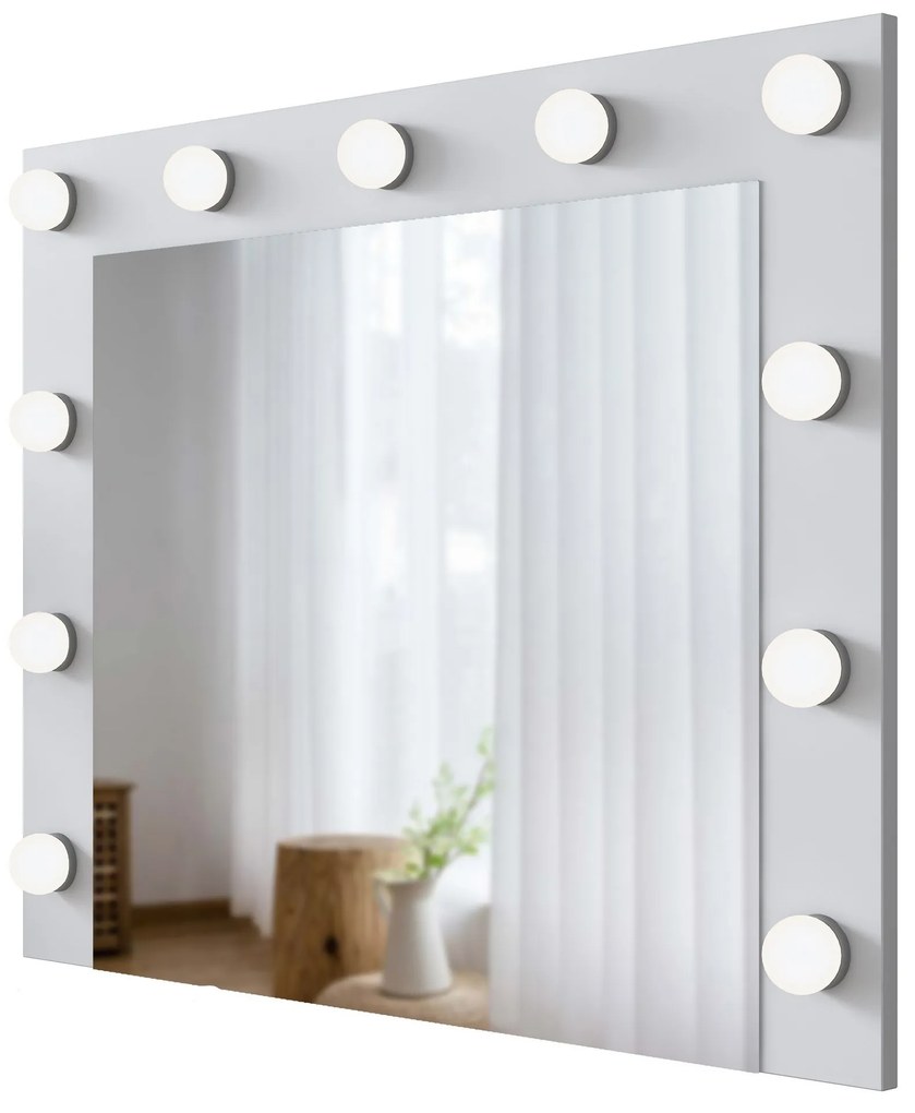 Nástenné zrkadlo Lota s LED osvetlením 90x71 cm biele