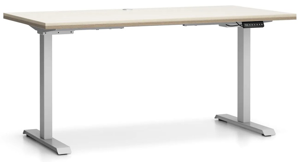 PLAN Výškovo nastaviteľný stôl SINGLE LAYERS, 160x80 cm, 2 motory, dub prírodný/dub morený