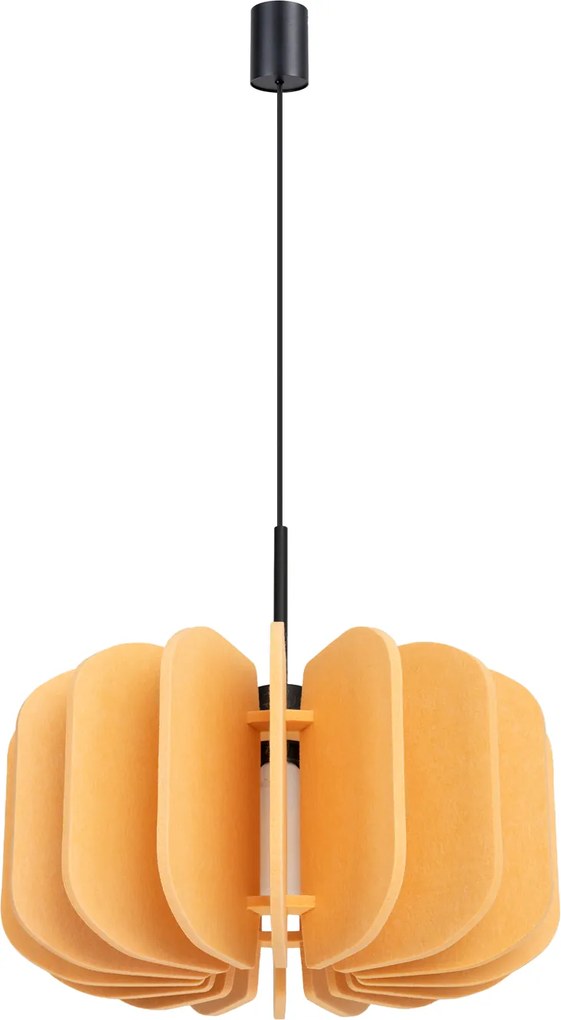 Závesné svietidlo Mula, 1x žlté plstené tienidlo, (fi 45cm)