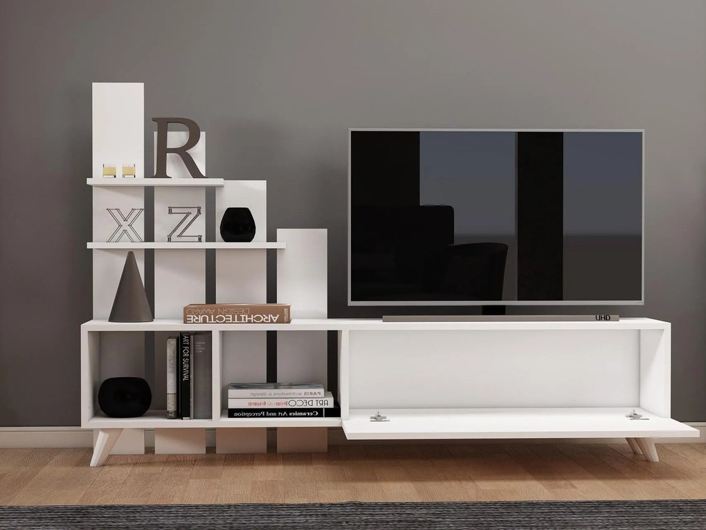 TV stolík/skrinka Kobada (biela) . Vlastná spoľahlivá doprava až k Vám domov. 1095485