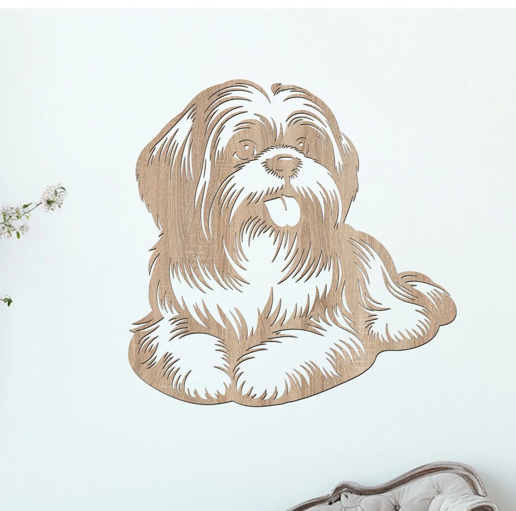 dřevo života Drevený obraz ležiaceho SHIH TZU Rozmery - cm: 60x60, Zvoľte farbu dekoru: Čierna