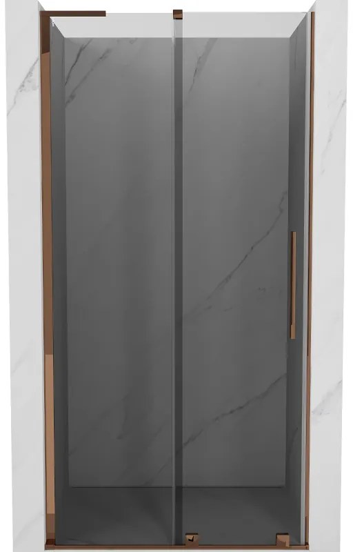Mexen Velar L, posuvné sprchové dvere do otvoru 110 cm, 8mm šedé sklo, ružové zlato, 871-110-003-41-60