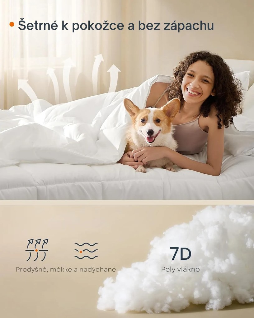 Sada 2 ks přikrývek DUVET 2v1 200x200 cm bílá