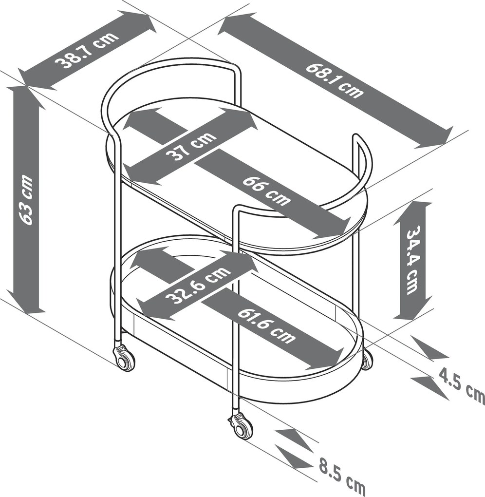Servírovací vozík s mramorovým vzhľadom