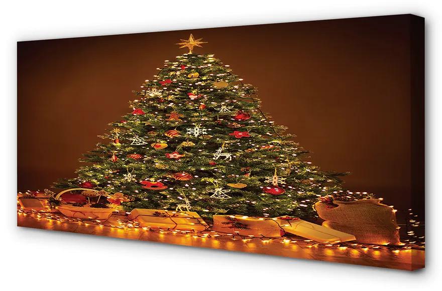 Obraz na plátne Vianočné osvetlenie dekorácie darčeky 120x60 cm