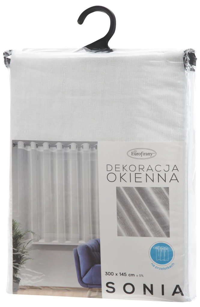 ZÁCLONA NA KRÚŽKOCH SONIA 300X145 CM BIELA