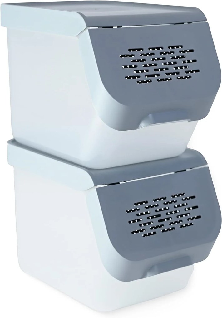 ALTOM Úložný box na zemiaky a cibuľu s vetraním, sivý (10 l)