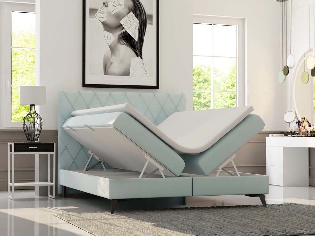 Manželská posteľ Boxspring 140 cm Miror (mentolová) (s úložným priestorom). Vlastná spoľahlivá doprava až k Vám domov. 1020317
