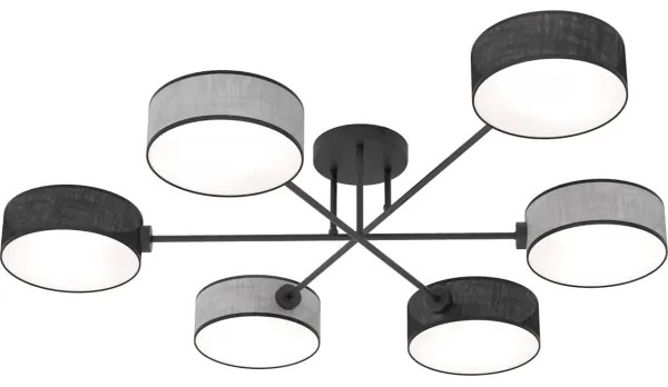 Prisadený luster MAGA 6xE14/10W/230V čierna/sivá
