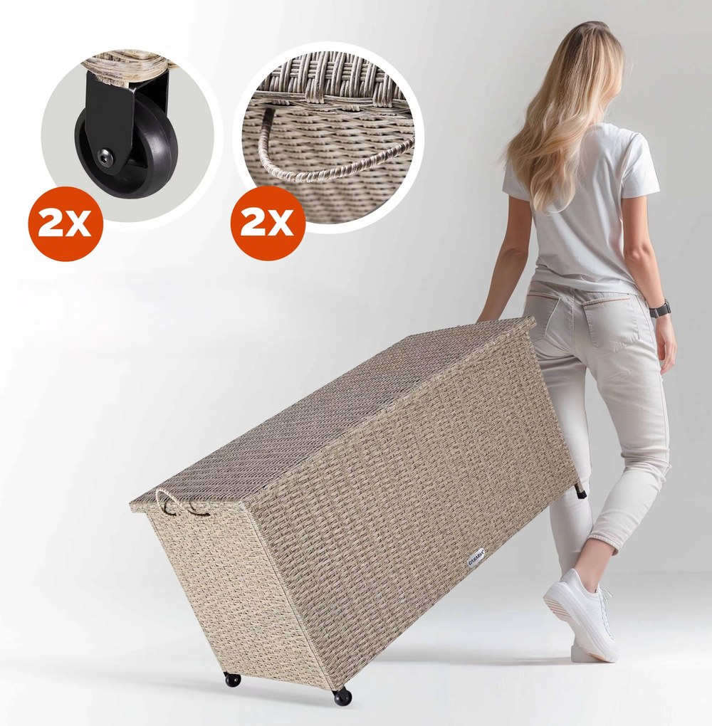 InternetovaZahrada Úložný box s kolieskami 370 L - krémový