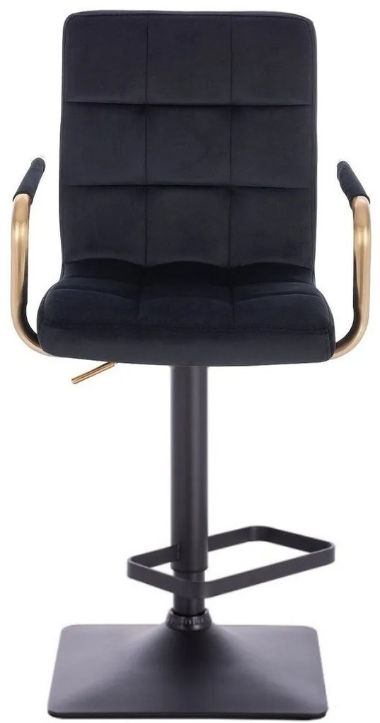 LuxuryForm DESIGN Barová stolička VERONA GOLD VELUR na čiernej hranatej podstave - čierna