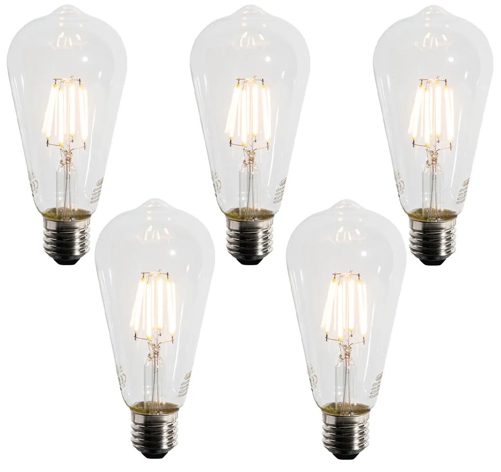 Sada 5 LED žiaroviek E27 ST64 so senzorom súmraku 4W 400 lm 2200K