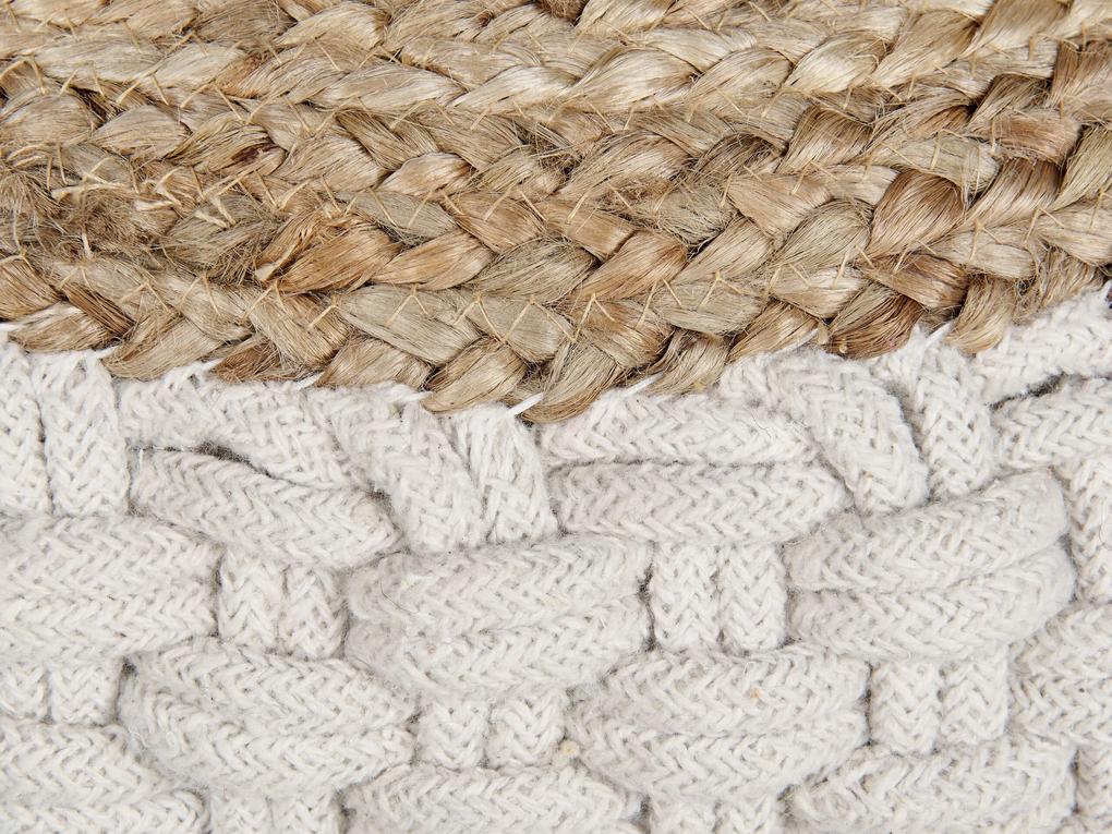 Bavlnená pletená taburetka biela a béžová AIZA Beliani