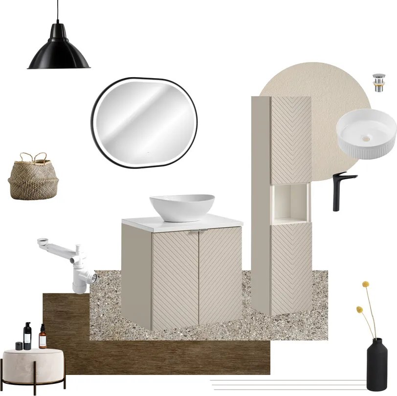 Závesná skrinka pod umývadlo Viva Cashmere s doskou 80 cm kašmír/dub coast evoke