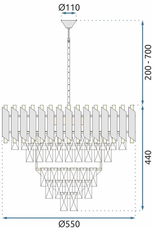 Toolight Toolight, stropná závesná krištáľová lampa 9xE14 APP1058-CP, čierna-zlatá, OSW-04400