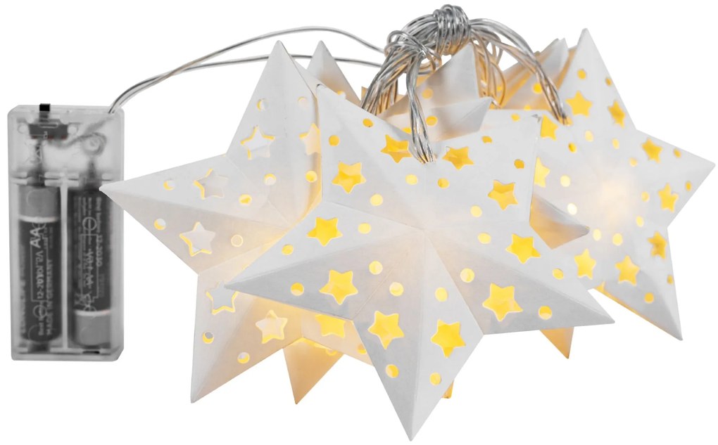Tutumi, LED svetlá na vianočný stromček 120m 2xAA CD008, papierové hviezdy, CHR-03001