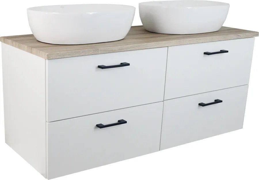 Comodo Kúpeľňová skrinka pod doskové umývadlo Agria NEW W 120-HD - biela/dub sonoma