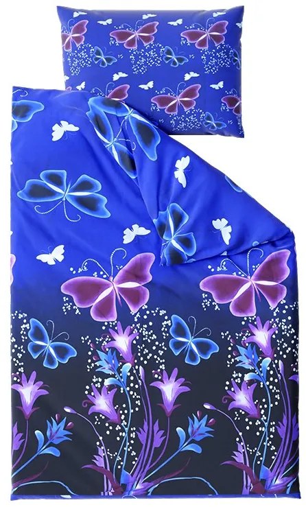 Bavlnené obliečky VIOLET BUTTERFLY tmavo modré Rozmer obliečky: 2 ks 70 x 90 cm | 200 x 220 cm