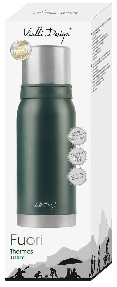 Zelený cestovný termohrnček Vialli Design Fuori, 1 l