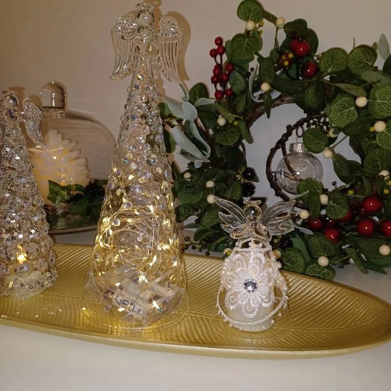 DECOLED Skleněný anděl, 10 x 26 cm