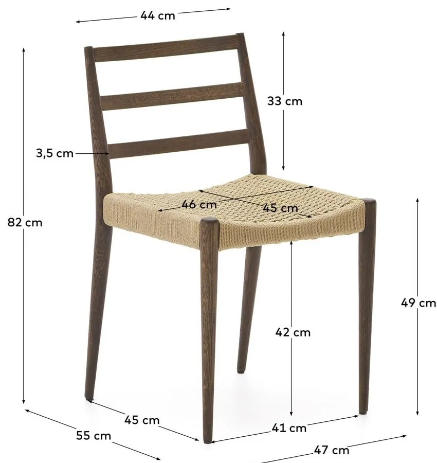 Jedálenská stolička z dubového dreva v hnedo-prírodnej farbe v súprave 2 ks Analy – Kave Home