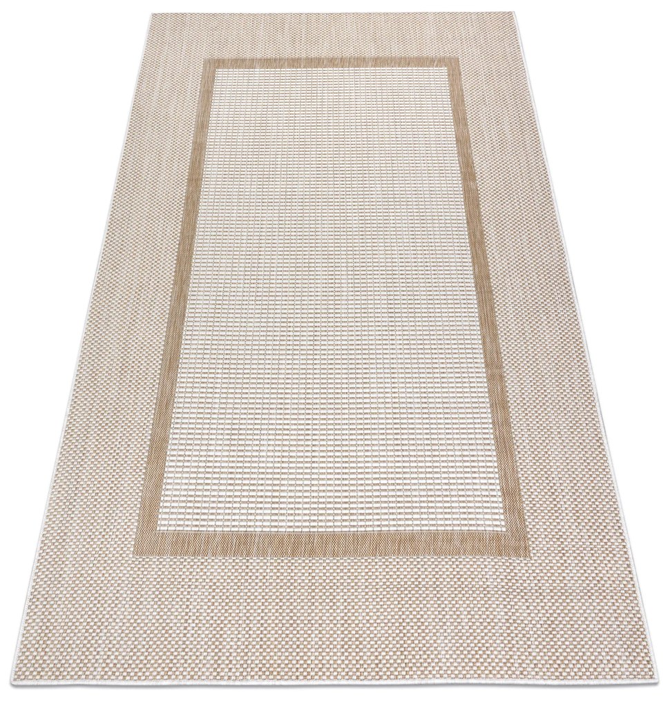 Koberec SISAL SION Rám 21782 ploché tkanie ecru, béžová Veľkosť: 70x250 cm