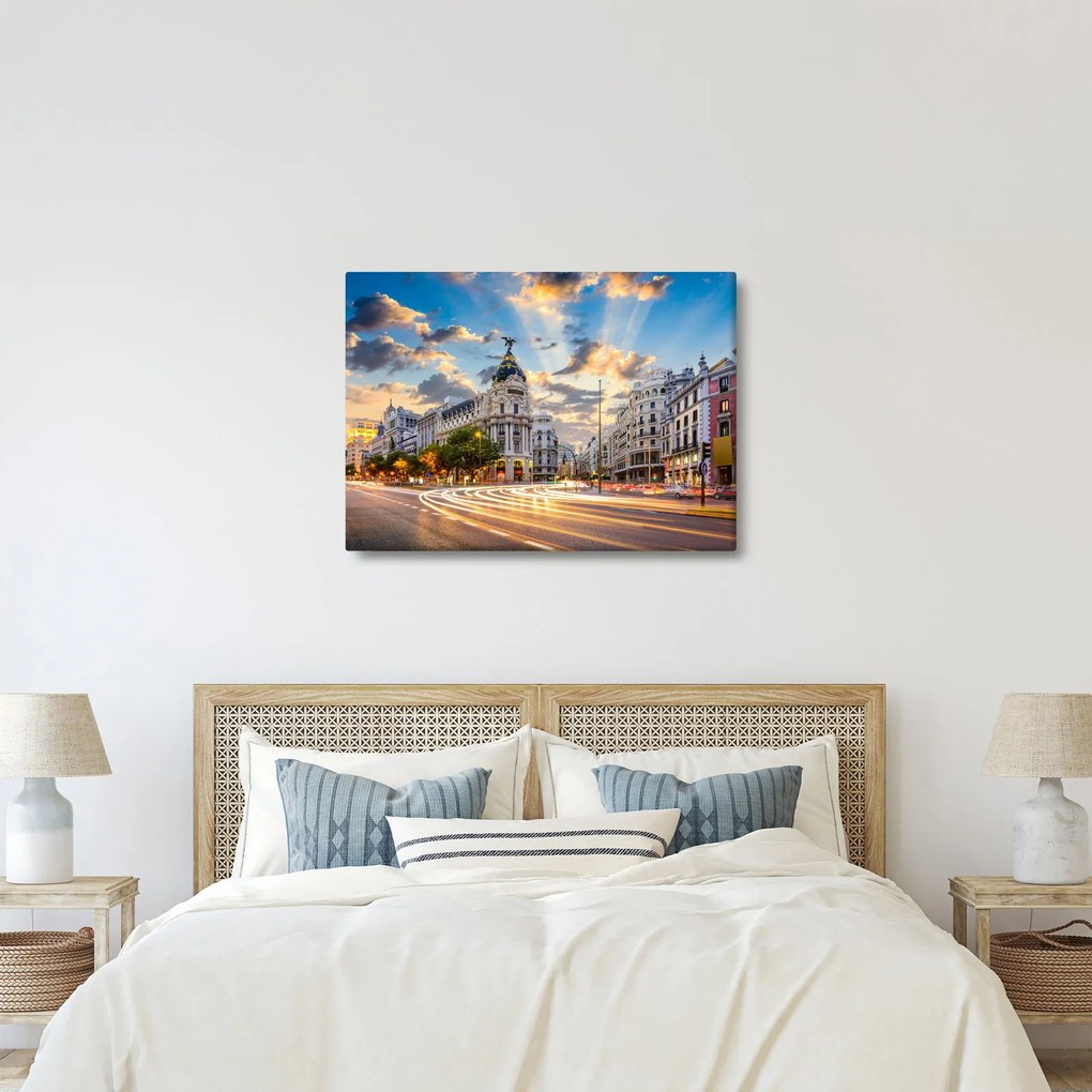 Obraz - Calle Gran Vía, Madrid, Španielsko (70x50 cm)