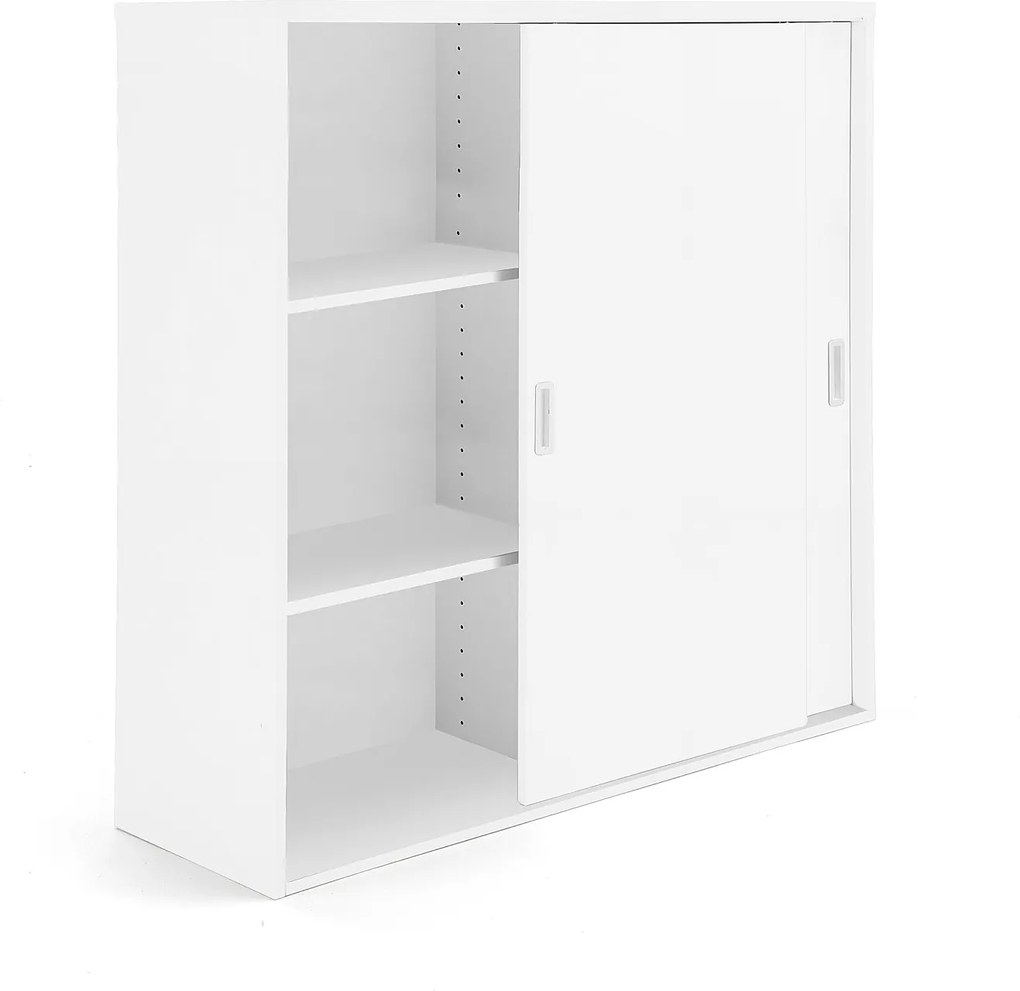 Kancelárska skriňa Modulus s posuvnými dverami, 1200x1200 mm, biela